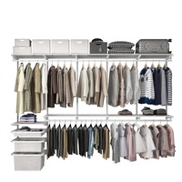 Armoire de chambre moderne en métal avec étagères métalliques à cinq niveaux, rangements suspendus pour penderie - Vente en gros