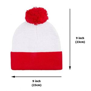 Bonnet en tricot pliable avec logo personnalisé, pompon rouge et blanc, pour les promotions de Noël - Product Image 2
