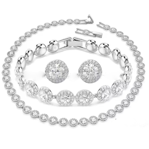 <span class=keywords><strong>Bracciale</strong></span> in Acciaio Inossidabile Placcato Oro 18K con Cristalli <span class=keywords><strong>e</strong></span> Diamanti per Donne, Set con <span class=keywords><strong>Collana</strong></span> Romana Europea <span class=keywords><strong>e</strong></span> Americana Completamente Tempestata di Diamanti - Product Image 2