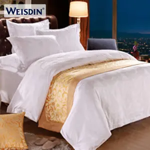 फैक्टरी प्रत्यक्ष उच्च गुणवत्ता jacquard लक्जरी साटन रेशम होटल बिस्तर सेट चादर सेट रानी राजा 100% कपास
