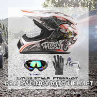 Casque de moto intégral professionnel en ABS, neuf, pour VTT, moto tout-terrain, descente, VTT DH, avec masque, gants et lunettes