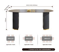 Table à manger rectangulaire en pierre frittée pour 6 à 8 personnes : qualité commerciale, surface facile à nettoyer avec base métallique élégante en forme de X