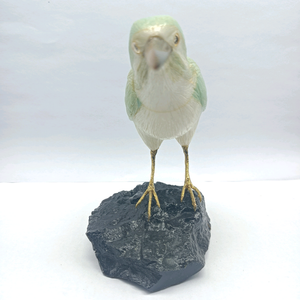 Cuarzo Azul/Calcita Negra, Tallado de Pájaro de Arte Popular para Regalos Navideños BJ1116 - Product Image 2