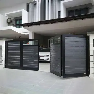 Home villa outdoor metallo alluminio sicurezza vialetto bifold cancelli a battente scorrevole automatico bi pieghevole design del cancello principale in alluminio