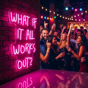 Insegna al neon, con scritta 'What if IT All Works Out', insegne al neon per decorazioni murali, decorazioni luminose alimentate tramite USB - Product Image 6