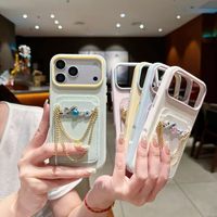 Étui de protection antichute BAILI Factory de luxe en TPU+PC couleur avec chaîne dorée et compartiment pour cartes, pour Samsung A14/A15/A23/A26
