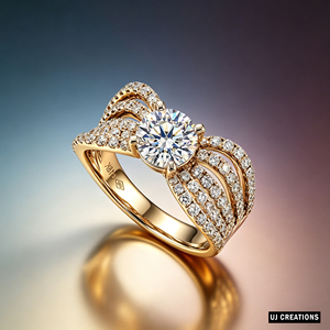 Bague de mariage personnalisée en or 14 carats plaqué or, diamant de laboratoire de qualité VS 1,00 carat taille brillant, certifié IGI, avec sertissage micro-pavé - Product Image 3