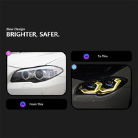 Conjunto de Faros Delanteros para BMW Serie 5 F10 2010-2017, Actualización con Lente de Proyector Láser LED de Doble Color Estilo OSS