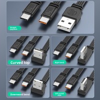 Câble de charge USB Type-C 2-en-1 avec conducteur en cuivre étamé, charge rapide 20PD, plat, en silicone souple, transfert de données