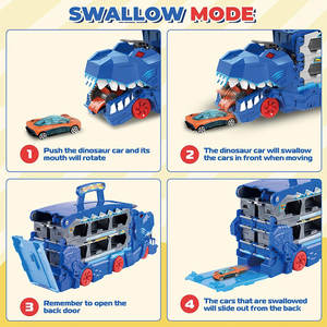 B/O Dinosaur Storage Truck Toys <span class=keywords><strong>con</strong></span> Mini Car Inside Electric Catapult Car Rail Truck Juguetes para niños - Product Image 3