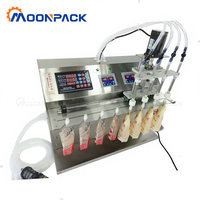 Machine de remplissage de sachets à bec verseur Moonpack à 4 buses pour lait, jus, eau et liquides purs, avec pompe à engrenages en acier inoxydable