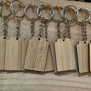 Gifts Handmade Keychain Wooden Key Tag with Ring Key Chain - Product Image 3