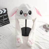 Chapeau mignon qui peut se déplacer avec une seule pincée chapeau en forme de lapin net de célébrité, jouet en peluche drôle