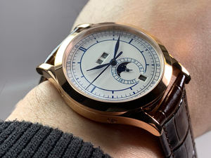 Reloj de calendario de fase lunar de lujo para hombre con espejo de zafiro de esfera simple y logotipo de diseñador personalizado al por mayor - Product Image 5