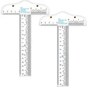 Inç ve metrik ölçümler için şeffaf akrilik t-kare ölçüm tartısı cetvel
