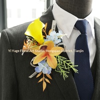 25064 Corsage Pergelangan Tangan Warna Oranye Kuning Biru Gaya Hutan Lucu Bahan PU Sutra Dekorasi Pesta Pernikahan & Perlengkapan Tempat Acara