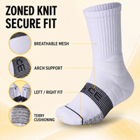 Chaussettes de basket-ball respirantes, antibactériennes, absorbant l'humidité, à design personnalisé, avec coussinets antidérapants pour hommes et femmes