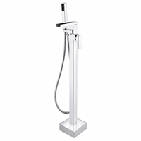 Robinet de baignoire autoportant MK701 en laiton chromé poli avec douchette à main, robinet de bain moderne pour salle de bain