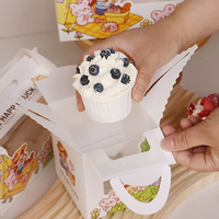 Vente en gros mini boîte d'emballage de gâteau en carton personnalisé 2 4 6 pièces en papier kraft avec fenêtre et poignée