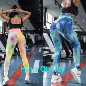 Donne Leggings Tie-Dye Pantaloni di Yoga Palestra pantaloni A Vita Alta Legging Stretch Da Corsa Da Ginnastica Pantaloni Push-Up Pantaloni di Yoga