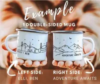 Tasse à café en émail personnalisable avec logo 330 ml, tasse à lait, boisson, bureau, eau, avec poignée personnalisée
