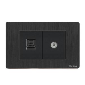 Panel de PC cepillado negro, toma de pared estándar americana Rj11, conector JC, combinación de toma y interruptor. - Product Image 3