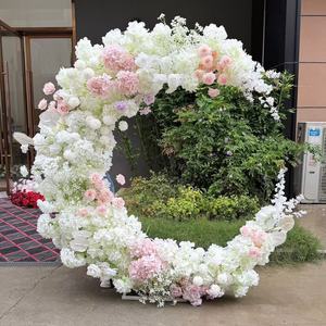 Arche <span class=keywords><strong>de</strong></span> fleurs <span class=keywords><strong>de</strong></span> mariage tendance, arche en forme <span class=keywords><strong>de</strong></span> lune en fleurs <span class=keywords><strong>de</strong></span> soie artificielles, <span class=keywords><strong>fond</strong></span> à vendre - Product Image 1