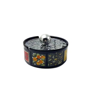 Cendrier de bureau rond en céramique de style français vintage, luxe léger, motif floral et oiseaux, avec couvercle anti-poussière, décoratif haut de gamme - Product Image 5