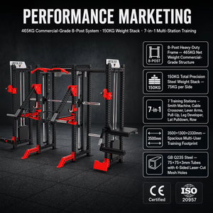 REYK Estación de Gimnasio <span class=keywords><strong>Multifuncional</strong></span> con Rack de Potencia de Ocho Postes, Máquina Smith, Brazos, Pecho, Piernas, Equipo de <span class=keywords><strong>Entrenamiento</strong></span> de Fuerza, Estación de Gimnasio Universal - Product Image 5