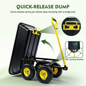 Carro volquete de jardín, carro utilitario de servicio pesado con gran capacidad para uso en patio, césped y playa - Product Image 3