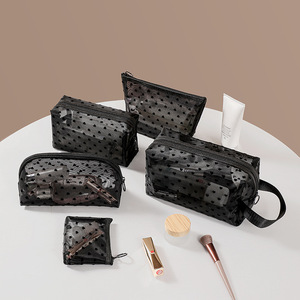 Haute qualité Nylon pochette cosmétique Portable voyage stockage maquillage sac étanche fermeture éclair Durable mode Design lettre motif - Product Image 1
