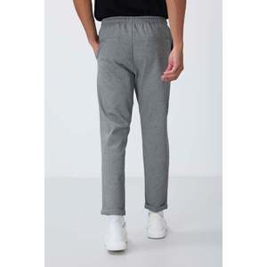 Pantalon de survêtement gris mélangé pour homme, taille élastique, coupe standard, tissu respirant décontracté - Product Image 1