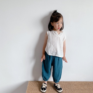Canotta da bambino sottile t-shirt estiva senza maniche abbigliamento per bambini Top in cotone per bambini - Product Image 3