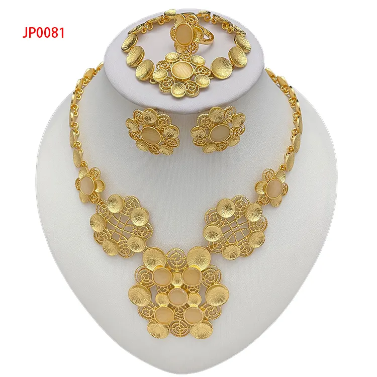 Set di gioielli placcati in oro con zirconi cubici AAA placcati in oro 24 carati