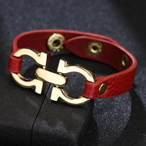 Geometric PU <b>Leather</b> <b>Bracelet</b> Zinc Alloy Minimalist Jewelry Multicolor Fashion Accessory - Product Image 2