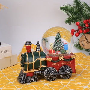 Udeco Hot Sale Musical Christmas Train Snow Globe With Light up Feature Rotating Snow Scene Festive Home Decor Gift