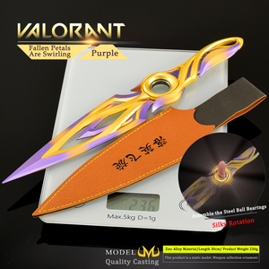 30CM VALORANT Championship Falling Leaf Spinner Purple Dagger All-metal Collectible Desk Decor Game Peripheral Cosplay Prop - Product Image 4