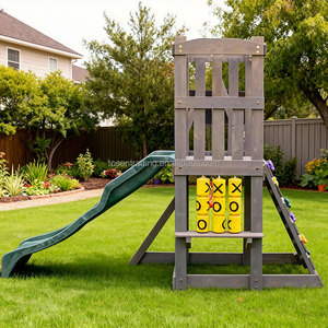 Ensemble de jeux d'extérieur en plastique et bois avec balançoire et toboggan pour jardin, école et aire de jeux extérieure pour enfants - Product Image 3