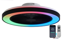 Ventilateur de plafond Alison Graffiti RGB de style américain avec télécommande, variateur d'intensité, changement de couleur, fonctionnement silencieux, conception fermée en ABS