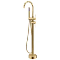 Robinet de baignoire autoportant remplissage de baignoire au sol or poli haut débit ensemble de robinets de baignoire douche au sol