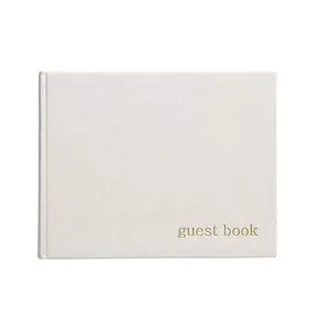 Customized Natural Linen Fabric Wedding Guest Book A4 Bridal Party Guest Vow Book Elegant Photo Album Guestbook Sign In Book