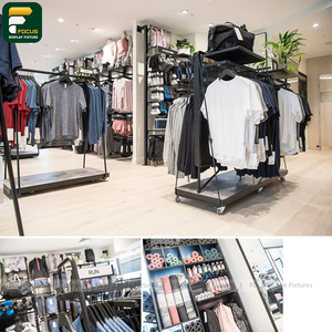 ชั้นวางเสื้อผ้าพร้อมชั้นวางด้านบนสำหรับร้านค้าปลีกเสื้อผ้า - Product Image 6