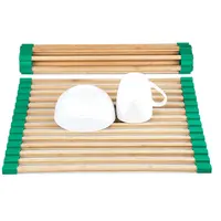 Environment-friendly square natural kitchen wooden plate shelf security healthy best selling bamboo roll up dish drying rack