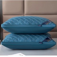 Oreiller de lit de luxe 5 étoiles pour hôtel, en tissu brossé matelassé, alternative au duvet, en microfibre, avec soutien cervical, insert d'oreiller, vente en gros OEM