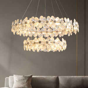 โคมไฟระย้าคริสตัลทรงดอกไม้สไตล์ฝรั่งเศส รูปทรงกลม สำหรับตกแต่งร้านอาหาร โรงแรม ห้องนอน ห้องนั่งเล่น ติดเพดาน - Product Image 1