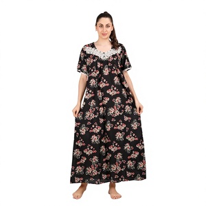 Ropa de dormir de algodón de alta calidad para mujer Conjuntos de vestidos de noche de manga corta con estilo y trajes de noche cómodos y sexy - Product Image 1