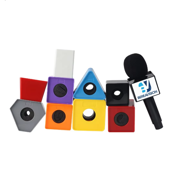 OEM Handheld Microphone Cover logo Flag for Interview Mic Holder Box Station Custom logo