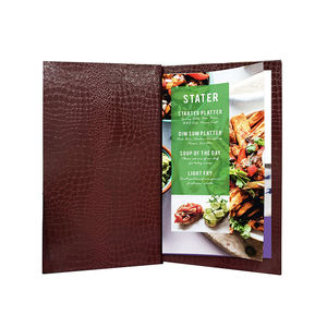 Couverture de menu en cuir personnalisée par le fabricant, porte-menu A5, menu de restaurant en cuir de crocodile personnalisé - Product Image 2