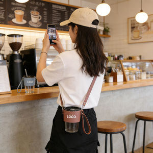 Nuova Custodia Portabicchieri alla Moda in Pelle PU, Borsa per Bicchieri da 350ml e 500ml per <span class=keywords><strong>Eventi</strong></span> all'Aperto - Product Image 4