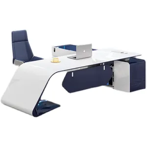 Mesa ergonômica branca luxuosa, ceo brilhante, canto, moderno, de alta qualidade, para casa, gerenciador, com gavetas laterais, mesa de escritório em formato de l